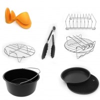 Universal 7 Inch Air Fryer Accessories 8 Pcs FDA Approved For Nuwave Philips Gowise etc Fit All 3.7QT to 5.8QT By EBIGIC